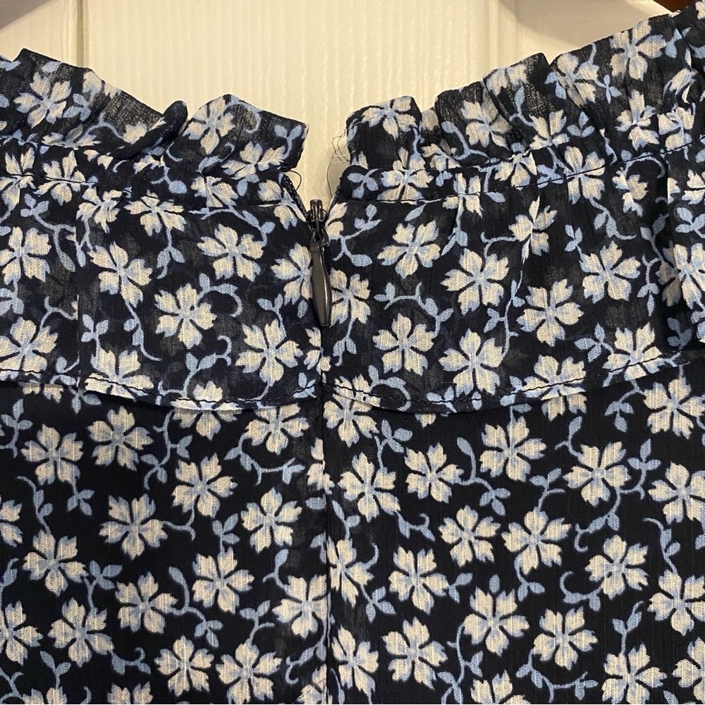 Lauren Ralph Lauren Mini Dress 14‎ Navy Blue Floral Cottagecore Preppy Feminine - Picture 7 of 8